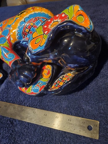 Talavera Blue Sleeping Houndog 18x9x5 Mexico Handmade,Signed Gerardo Table Piece - Picture 12 of 24
