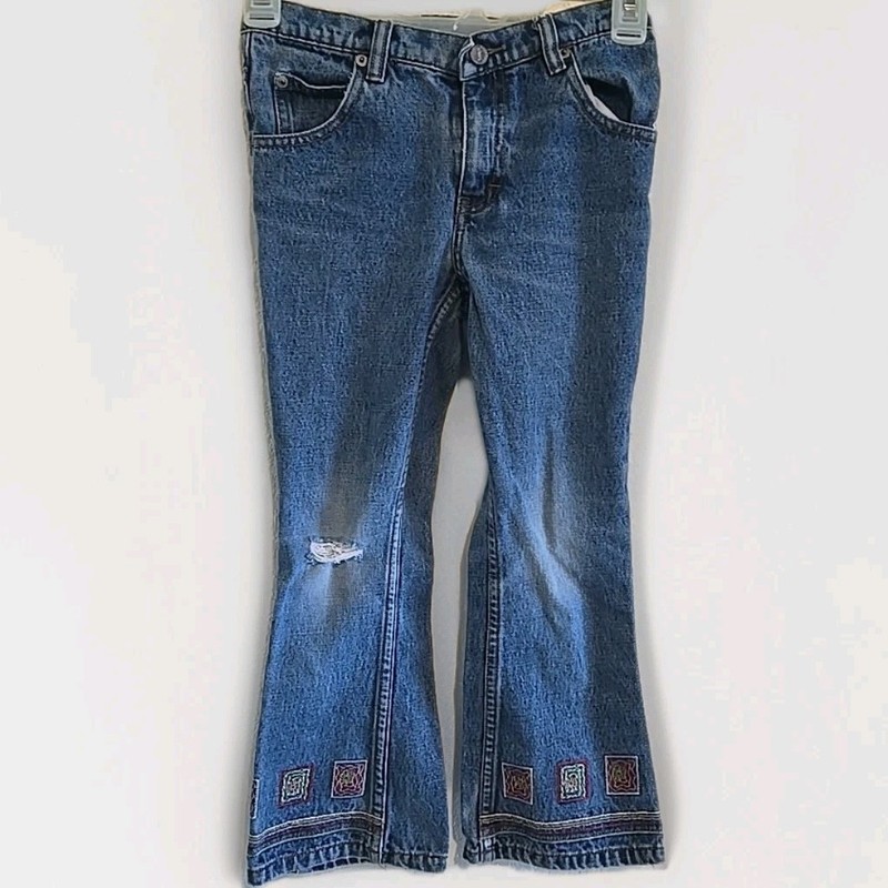 Girls Jordache Floral Blue Jeans Size- 6