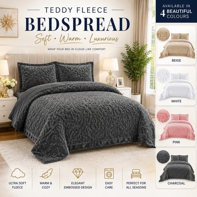 Premium Geprägte Samt Gesteppte Tagesdecke Weich Bettwäsche Set King Double Size