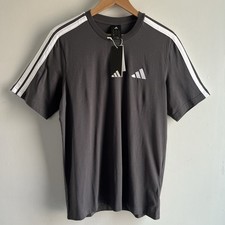 adidas Essentials 3-Stripes Men's Size S Small T-Shirt Dark Gray NWT