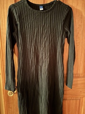 Women s Medium Old Navy Maternity Knit Sweater Dress Dark Green Long Sleeve