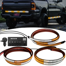 60"& 70" Running Board LED Light DRL Side Step Strip Bar Amber White Turn Signal
