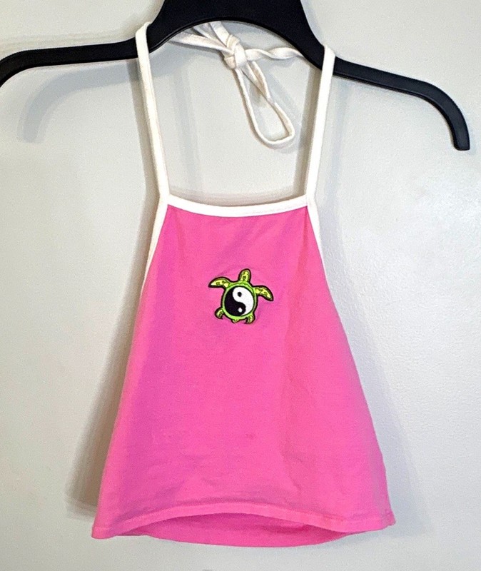 Forever 21 Pink Halter Tie Back Sleeveless Tank Top Alien Graphic M