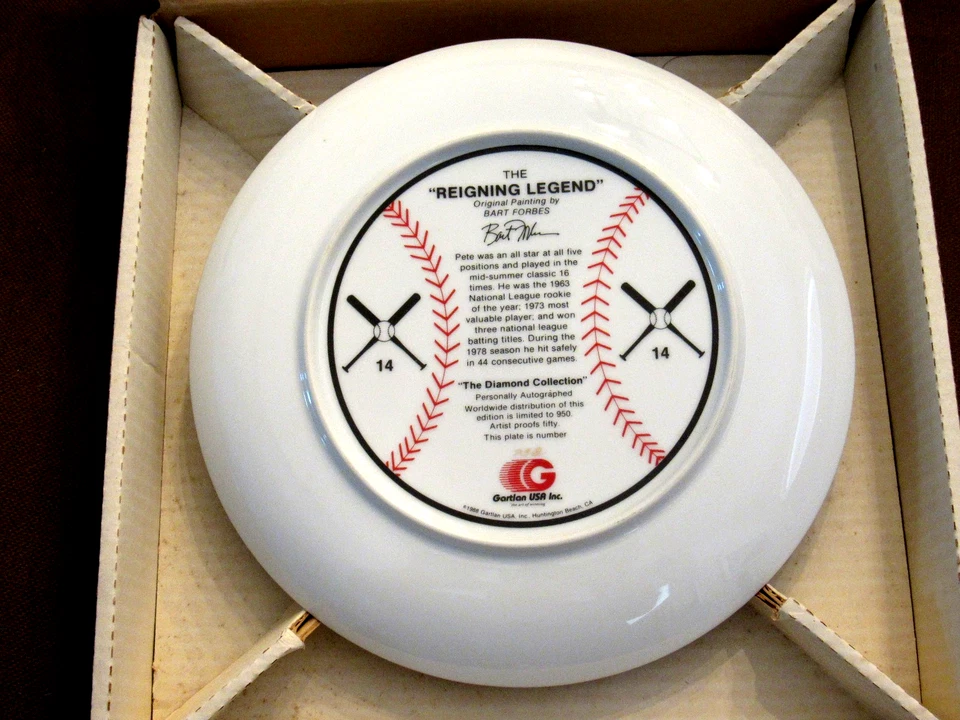 PETE ROSE " THANKS " REDS SIGNED AUTO VINTAGE 1988 GARTLAN L/E PLATE BEAUTY - Image 3 of 4