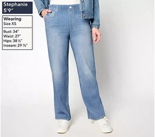 Anybody Regular Printed Denim Effect French Terry Sweatpant Indigo Wash L New