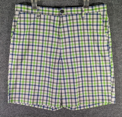 Chaps Golf 78 Plaid Shorts Blue Green Mens Size 36 X 9 Performance Stretch Flat