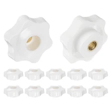 12pcs Star Knobs M6 Thread 38mm Head Through Hole Brass Insert Hand Knob White