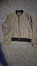 Atmosphere khaki Bomber Jacket Full Zip Band Collar Size 16 