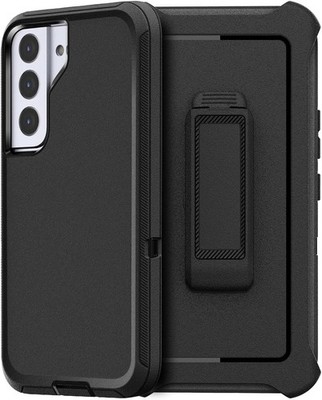 Belt-Clip Holster Case for Galaxy S22, Heavy Duty Rugged Shockproof Cover (Black
