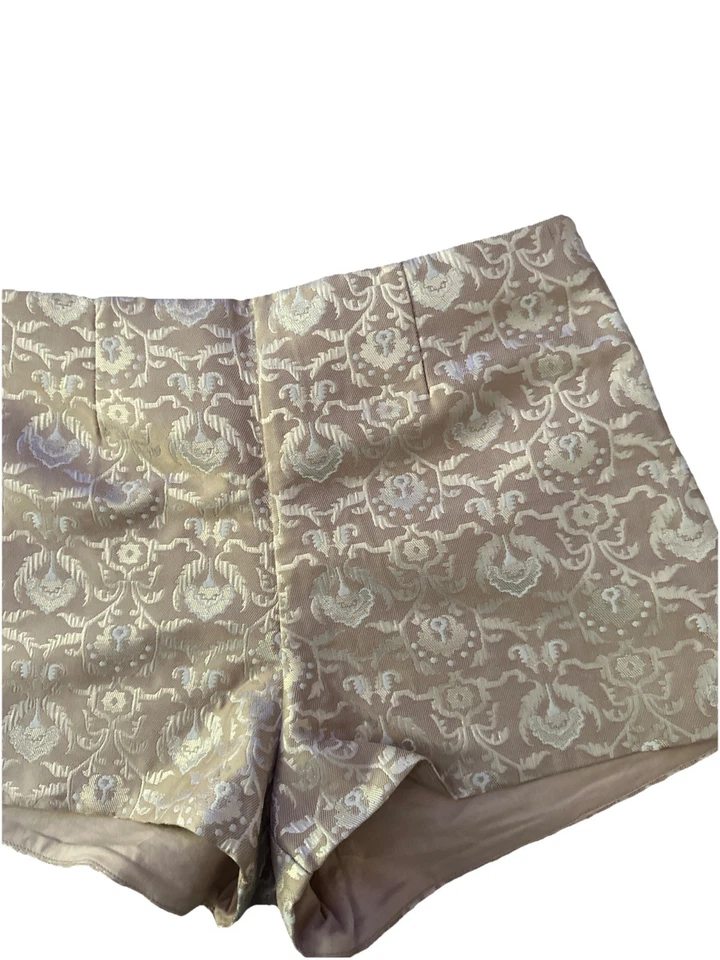 金属锦缎正装短裤 8 码高腰金色和银色米色新品 — 第 3/4 张图片