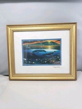 Wyland Maui Dawn 1992 Ocean Breaching Humpback Whale Coral Hawaii Framed Print 