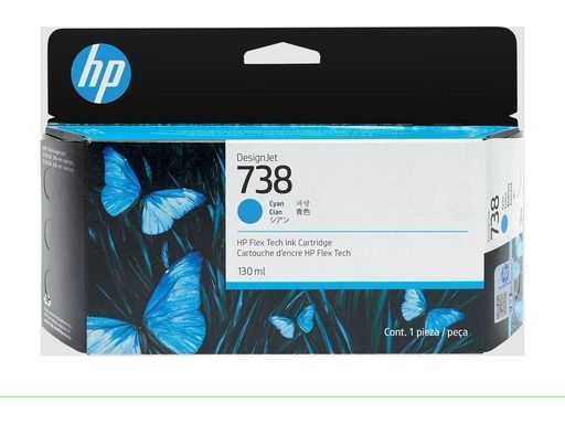 Cartouche HP DesignJet 738 cyan 130 ml idéale pour plans CA