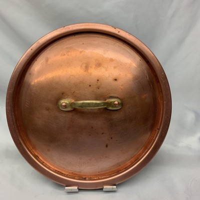 Vintage Copper Lid Brass Handle LID ONLY 6 1/4'' Inner 6 3/4'' Outter