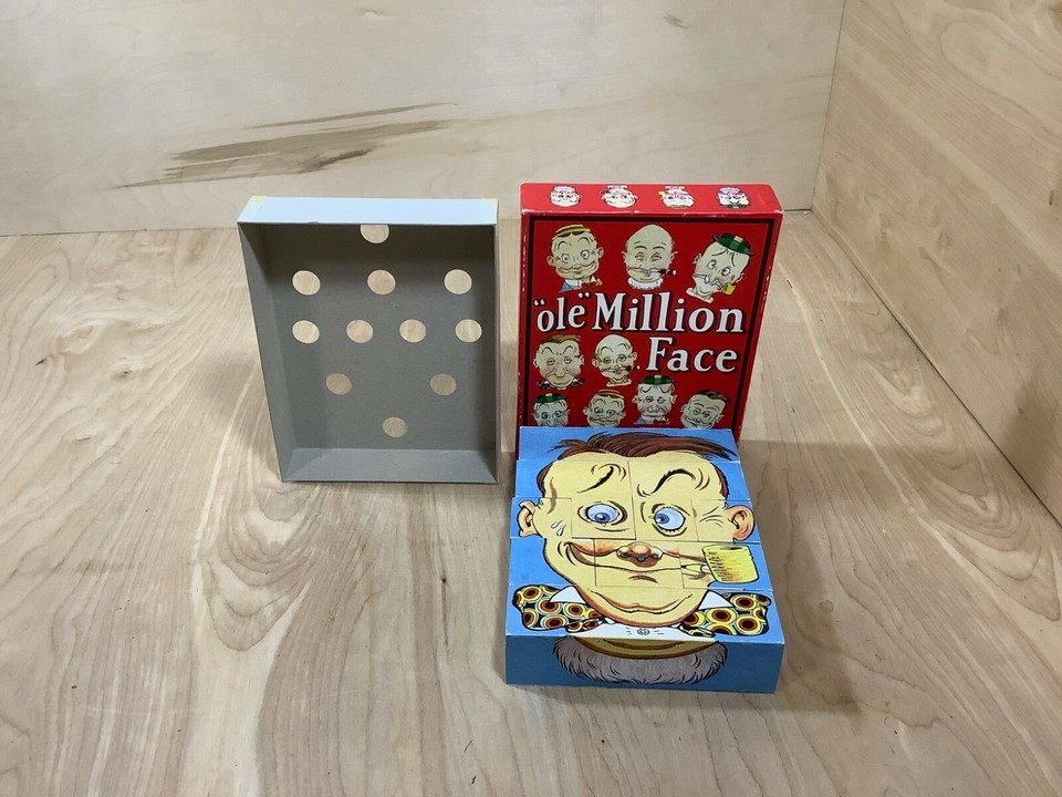 Vintage Ole Million Face Changeable Blocks 1998 Vintage Make Face Wood Blocks 