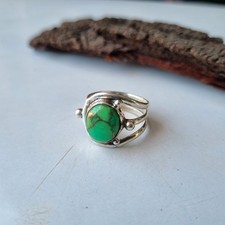 Green Copper Turquoise Ring 925 Sterling Silver Statement Handmade Ring PG8722