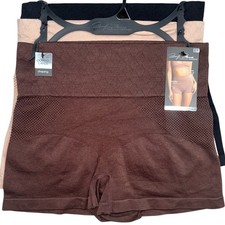 MARILYN MONROE Women  s 3-Pack DOUBLE LAYER FIRM SHAPER SHORTS Nude Brown Black L