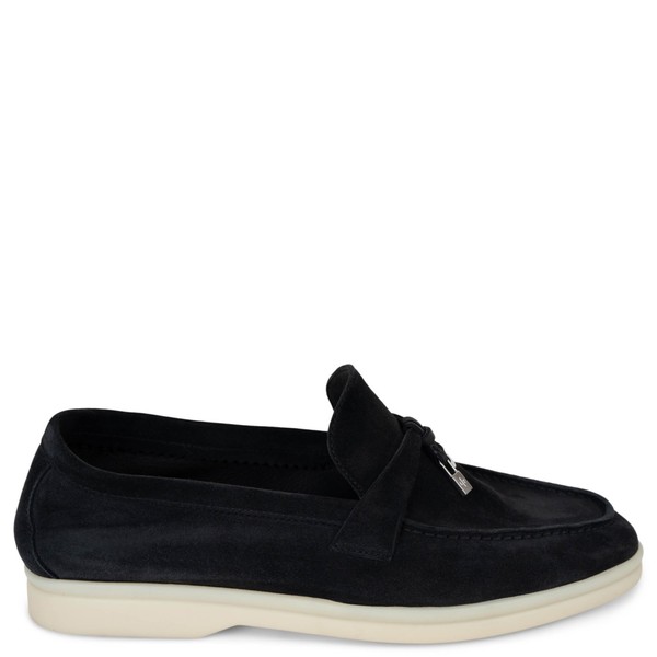 72387 authentische Loro Piana dunkelblau Wildleder Sommer Charms Walk Halbschuhe Schuhe 38