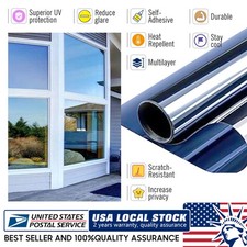 NEW One Way Mirror Tint Window Film Blue Sun UV Heat Reflective Privacy Protect