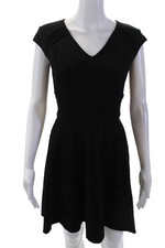 Eliza J Womens Sleeveless V Neck Knee Length A Line Dress Jet Black Size 2