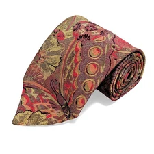 Neiman Marcus vintage silk tie brocade handmade floral butterfly metallic