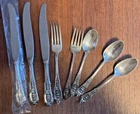 8 PIECE STERLING SILVER FLATWARE, Rose Point by Wallace Sterling, 368g total