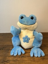 Ganz Flower Froggie Blue Plush Frog Stuffed Animal Toy Plush Lovey Rare
