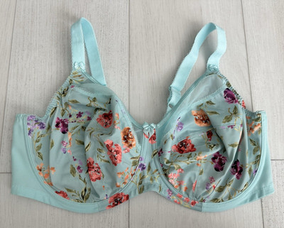 Goddess Kayla Banded Underwire Bra Sz 44G Blue Floral Colorful