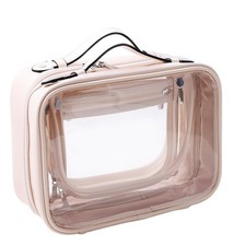 SANHECUN traveling toiletry Case large clear cosmetics case makeup bag Beige...