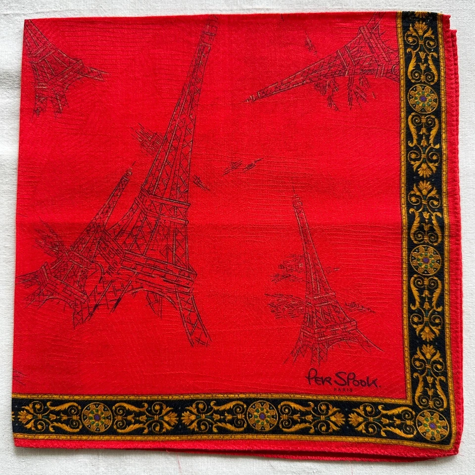 Pañuelo Per Spook De Colección Tela Roja Línea Tejida Arte Torre Eiffel Bufanda Negra 19 Foto 2 de 4