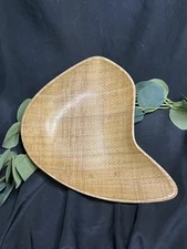 Vintage MCM Mid Century ABACA Grainware Nut/Candy Dish Hand Loomed Fiber /Plasti