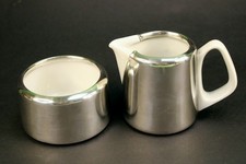 Zucker-Milch-Set versilbert Zuckerdose Milchk&auml;nnchen Sahnek&auml;nnchen alt L
