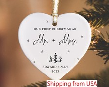 First Christmas Married Ornament, Mr and Mrs Personalized Christmas Ornament,...