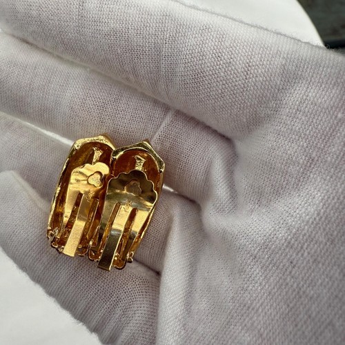 Orecchini Vintage Autentici YSL Yves Saint Laurent Tono Oro Clip-On - Foto 9 di 9