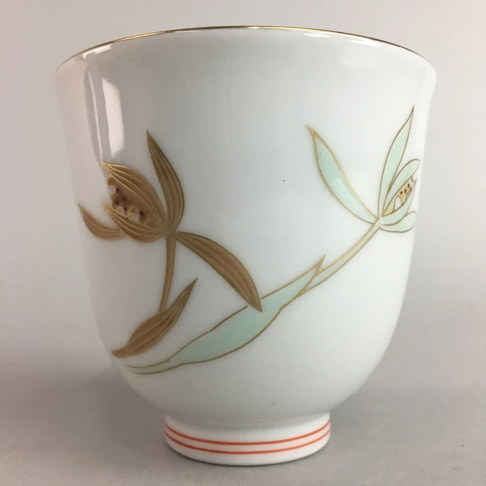Taza de té japonesa Arita Ware de porcelana de colección Fukagawa Yunomi floral QT52 Foto 2 de 4