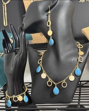 None tarnish Blue Turquoise Teardrop Necklace...