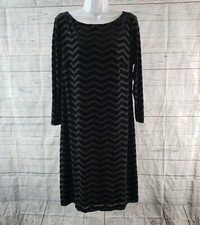 Eliza J Womens Dress Sz 16 Black Chevron 3/4 Sleeve 