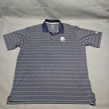 ADIDAS Ryder Cup Medinah 2012 Men Blue Striped Short Sleeve Golf Polo Shirt XL