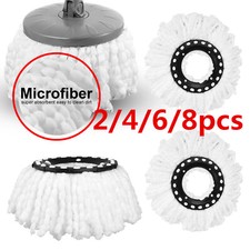 1-8 Spin Mop Heads Replacement 360Degree Microfiber Bucket Home Cleaner Cleaning