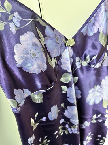 BHS satin feel nightdress chemise size 14 purple floral - Picture 2 of 5