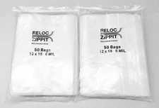6 MIL 12x15 Zip Seal Lock Bags Zip Slide Lock Thick Clear Reloc Jumbo 12 x15 100