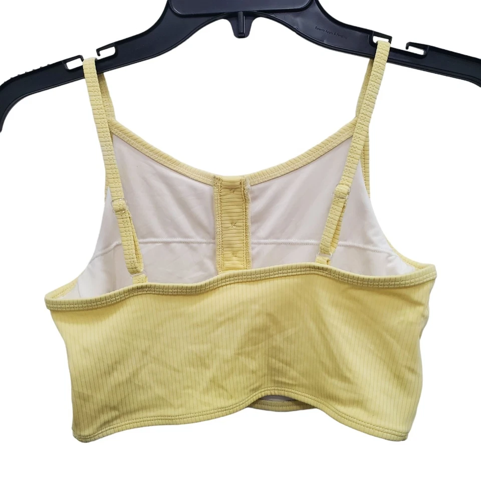 Top de natación Henley recortado acanalado amarillo pálido azul marino antiguo para niña talla XL (14-16) Foto 4 de 4