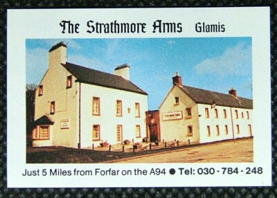 Matchbox Label Pub Inn The Strathmore Arms Glamis Forfar Angus Scotland MM80
