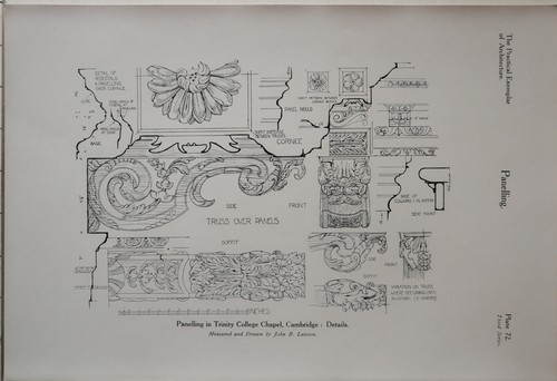 1915 ARCHITECTURE PRINT PANELLING TRINITY COLLEGE CHAPEL CAMBRIDGE LAWSON