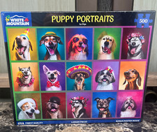 White Mountain 'Puppy Portraits' By Olga 500 Piece Puzzle Made In USA NEW
