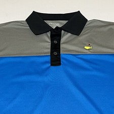 Masters Tech Polo Shirt Men's Medium Blue Gray Stretch Performance Golf