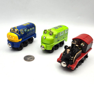 Chuggington Wooden Railway Train Lot x3 Puffer Pete Brewster Green Wilson Thomas