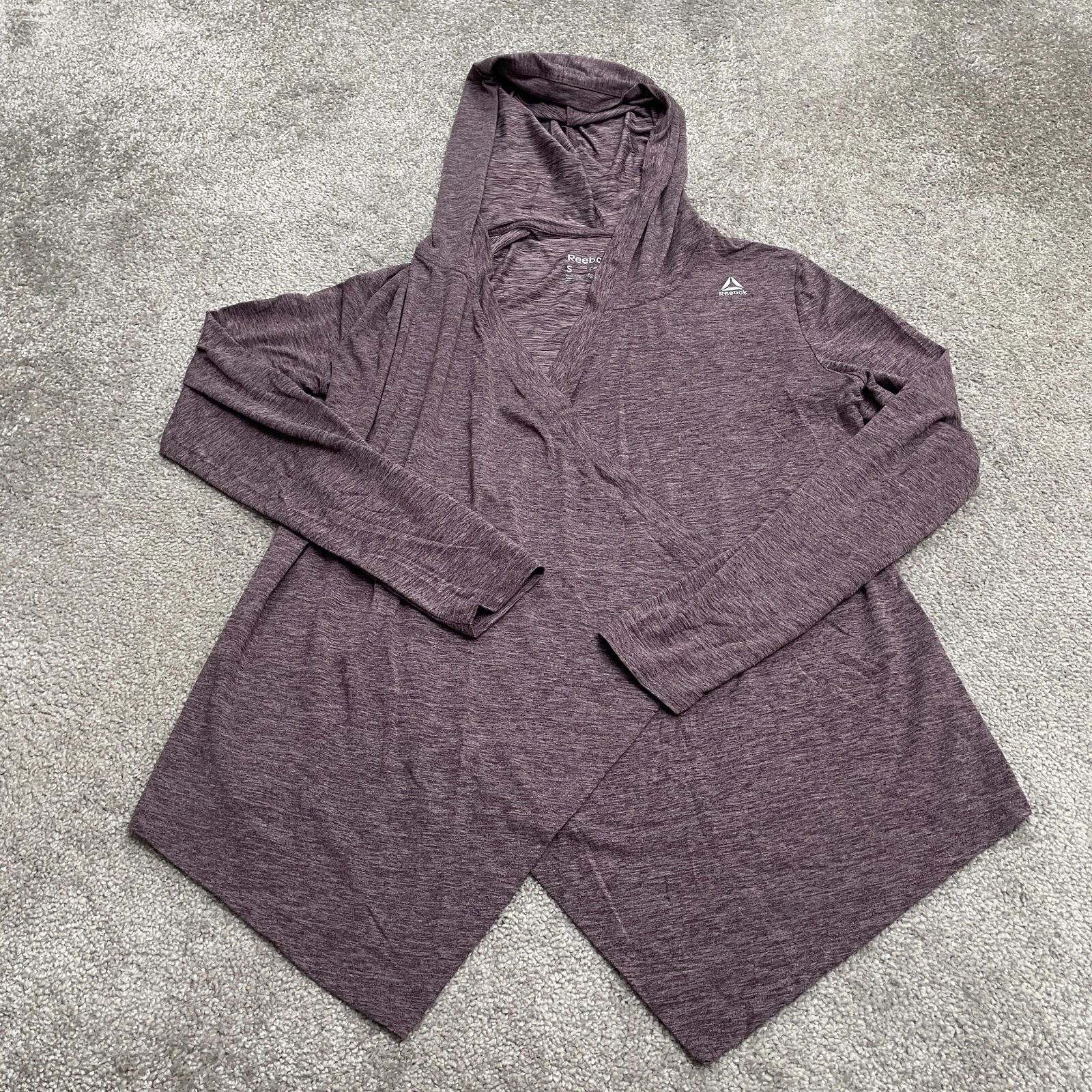 Rebook Active Lightweight Open Hoodie Sweatshirt Womens Small Purple Stretch