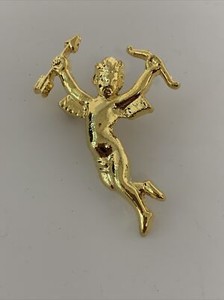 Authentic Gold Plated cupid brooch With Bow And Arrow