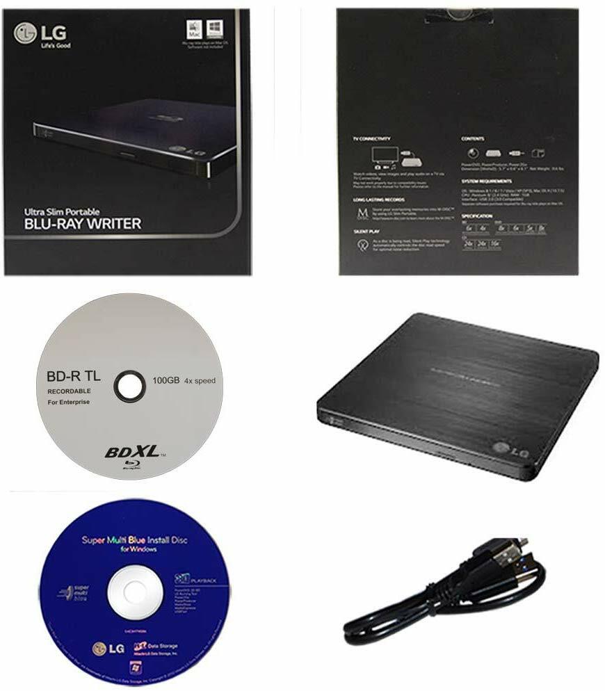 LG 6X WP50NB40 Ultra Slim Portable Blu-ray Burner + 100GB