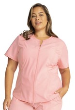 Rose Petal Cherokee Scrubs Statement Zip Front Top CK931 ROPE